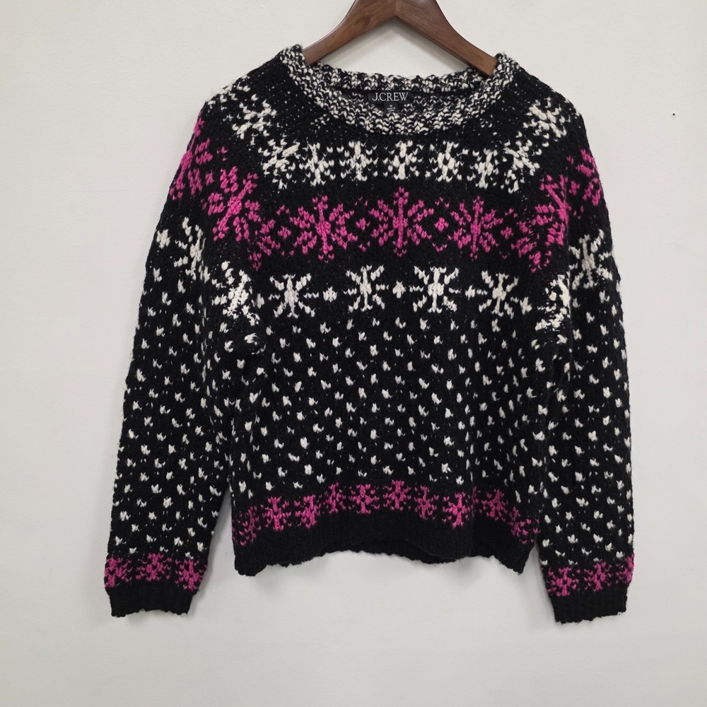 J Crew‎ Womens Thick Nordic Sweater Size M Wool Alpaca Birdseye Ski Heritage